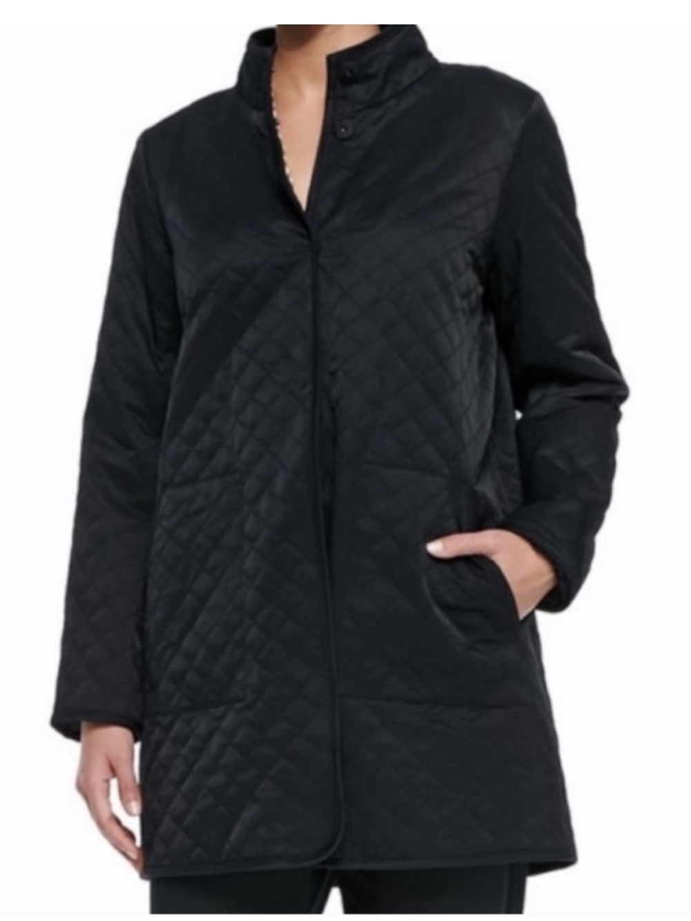 • Flawed• Eileen Fisher Quilted Long Jacket W/ Fleece Lining 2X